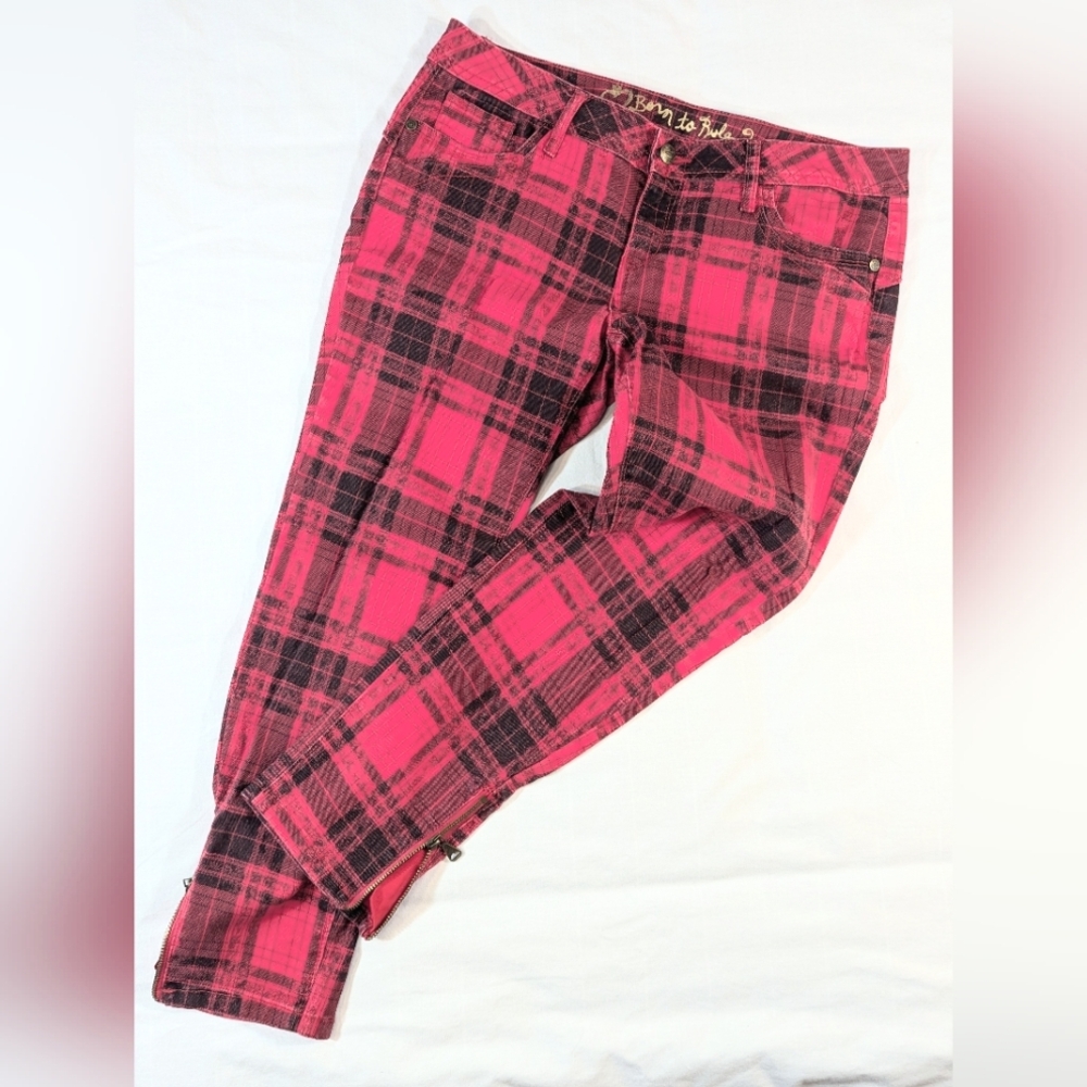 Princess Vera Wang Plaid Ankle Zip Jeans (Juniors 11)